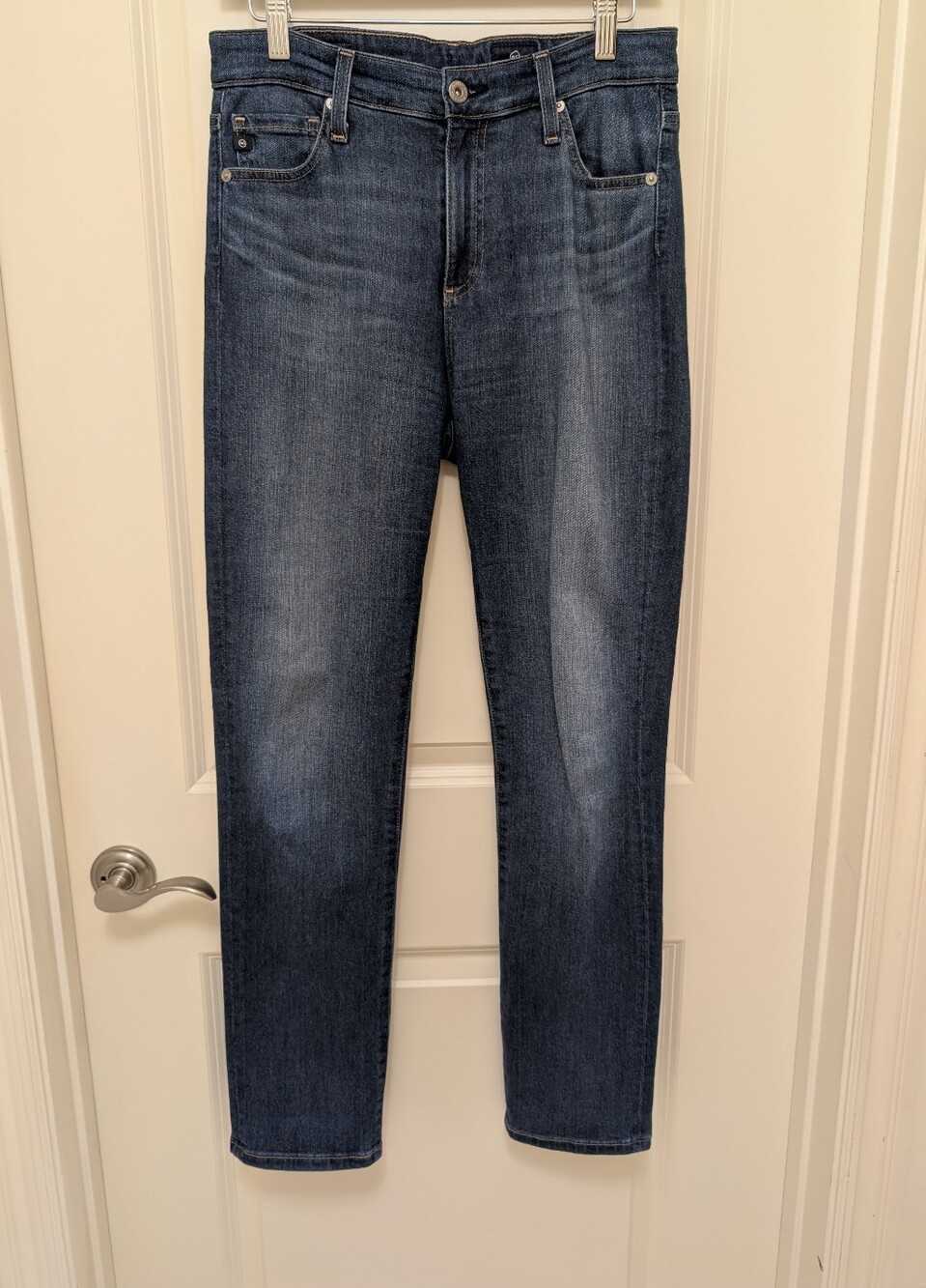 AG Adriano Goldschmied Light Blue Interior Detail Straight Jeans